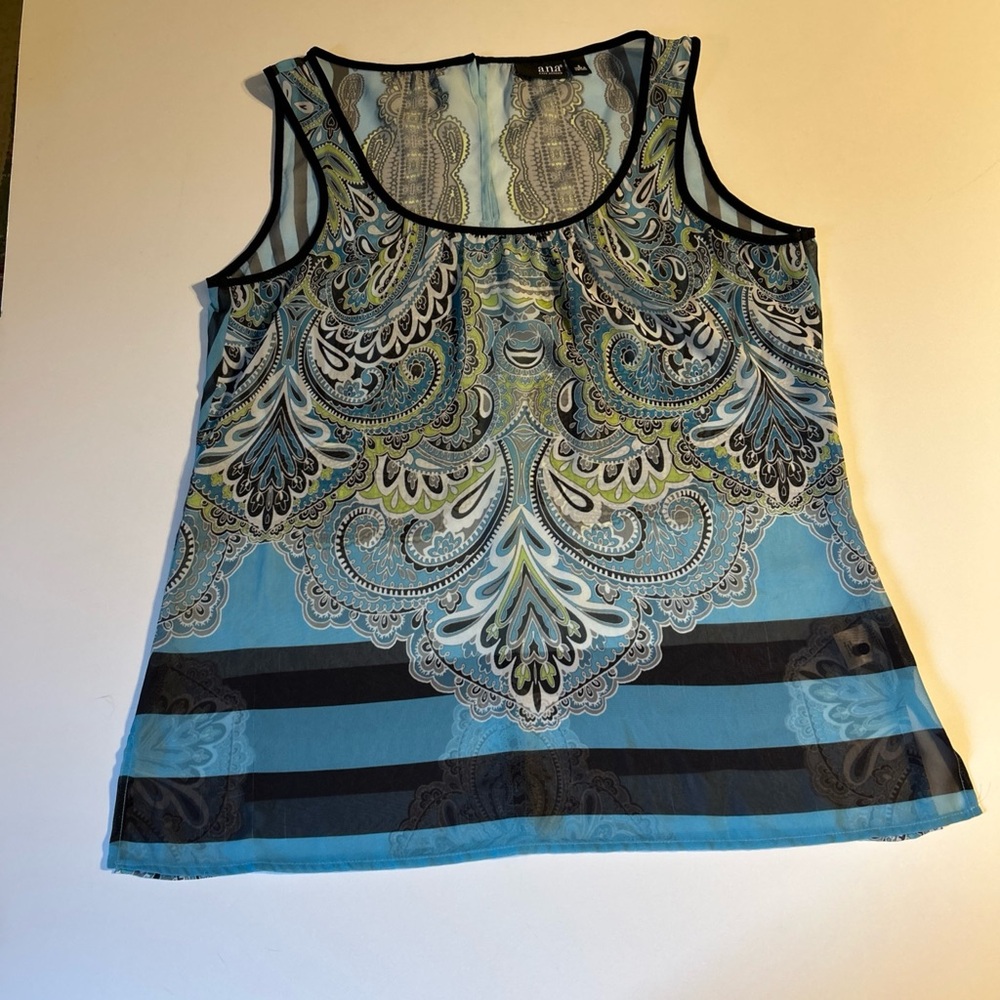 ANA Womans Sleeveless Shirt
Top Blouse Blue‎ Size Small
Sheer Soft Girl